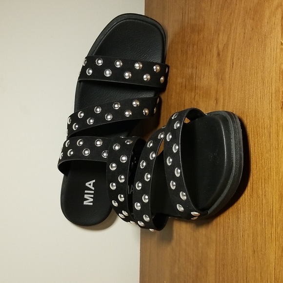 Black Studded Strappy Sandals - Picture 2 of 3